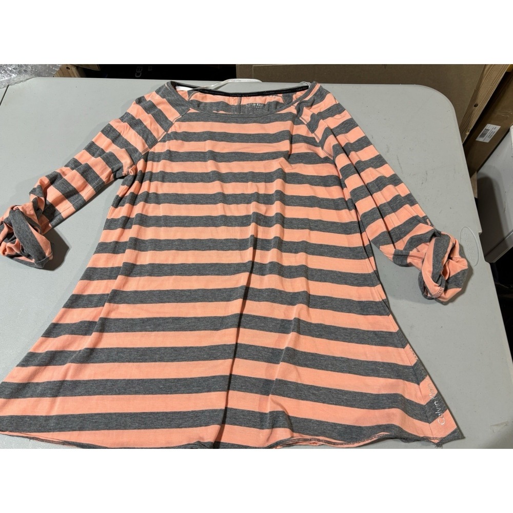 Calvin Klein Performance A Line‎ Top Long Roll Tab Sleeve Size L Grey/peach